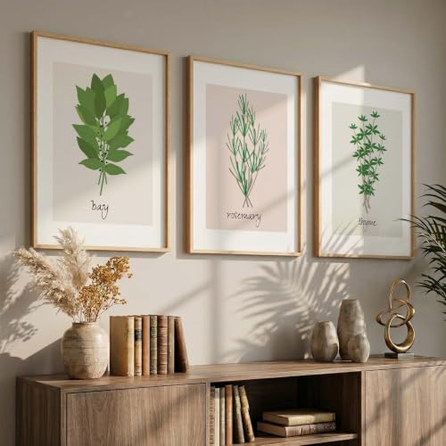 Image of HOTHOUSE Botanical Wall Art Painting | Premium Art Framed Wall Paintings For Home Decor | Poster With Frame Wall Decoration Painting Frames For Home Office Living Room | Set of 3 (10X13 inch)