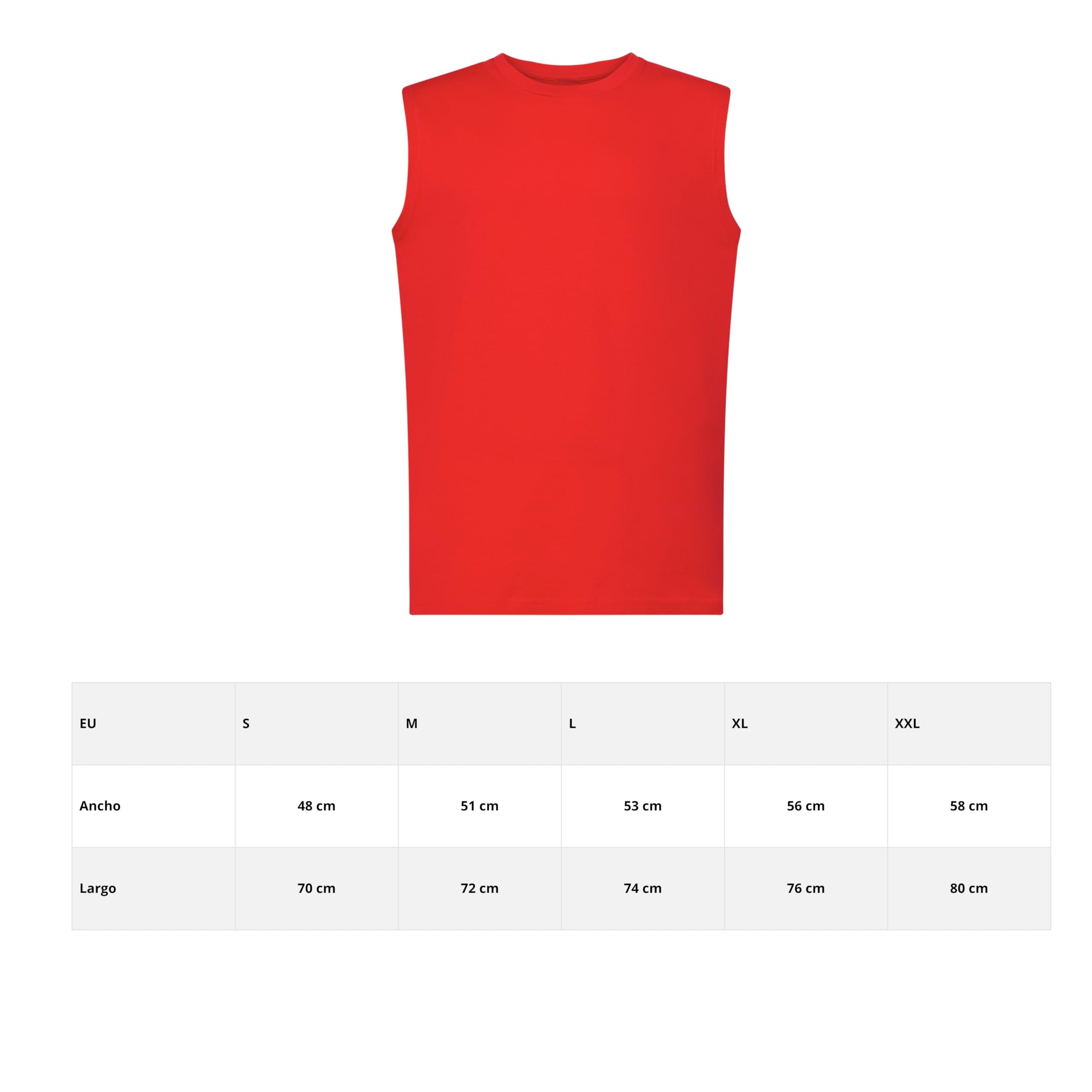 Camiseta sin Mangas para Hombre, España Mundial 2026, 100% Algodón, Roja