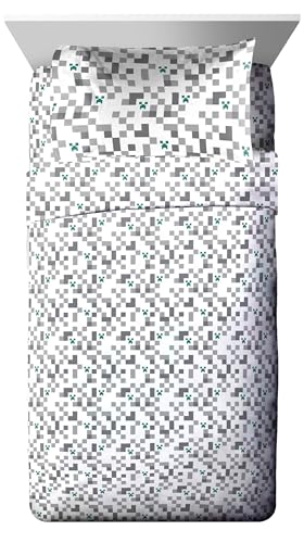 Image of Minecraft Creeper Full Comforter Set 7 Piece Video Game Bedding, Green | Zombie Enderman, Comforter Sheets Shams Pillowcases, Official Product, Soft Microfiber, Machine Washable, Kids Gift