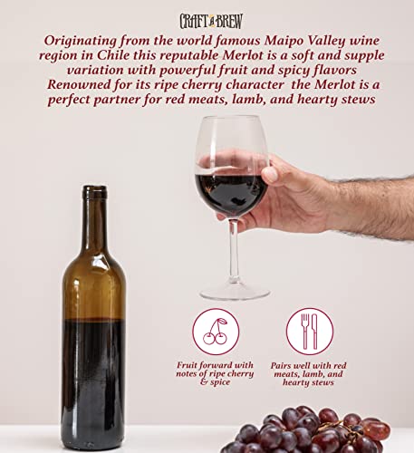 Image of Craft A Brew - Merlot Wine Recipe Kit - 1 Gallon - Ingredients for Home Brewing Wine - Wine Making Ingredients and Supplies