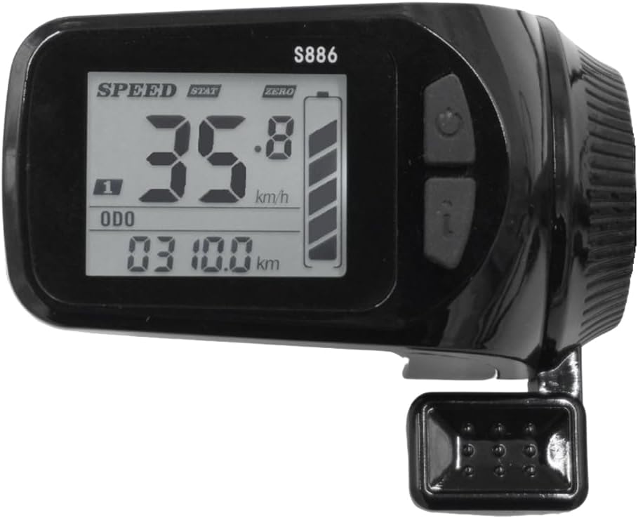 Ebike LCD Display Panel Plastic Instrument Display 24V/36V/48V/60V S886 5PIN 6PIN for Electric Bicycles E-Scooter (5PIN)