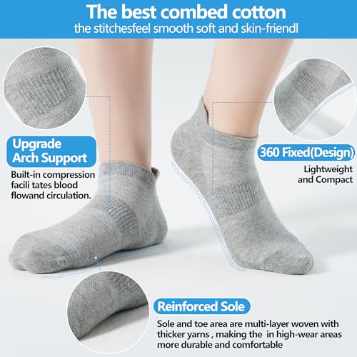 Image of Corlap Ankle Socks Women /Men 8-12Pairs Low Cut No Show Thin With Heel Tab | Ladies White Low Rise Short Summer Athletic Running Workout Sneaker Yoga Pilates Footies Lightweight Socks 7-9 9-11