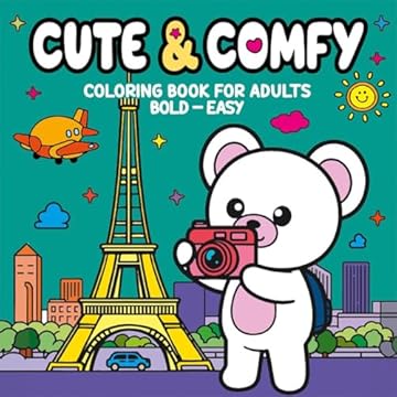 Capa do livro Cute & Comfy Coloring Book for Adults - Bold Easy - Livro de Colorir Adulto