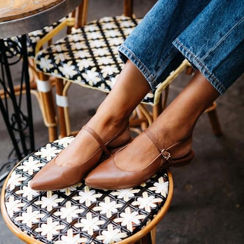 Slingback Flats Shoes for Women Pointed Toe Buckle Strap Ballet Flats with Adjustable Top Strap Comfortable Casual Dress Shoes2