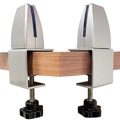 Image of 2Pcs Aluminum Adjustable C-Clamp Dual Direction Support Bracket for Tabletop and Desk Partition (Silver)
