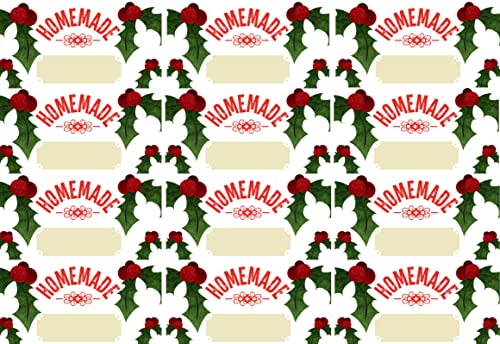 Nutley's 96 x Adhesive Christmas Holly Jam Jar Labels