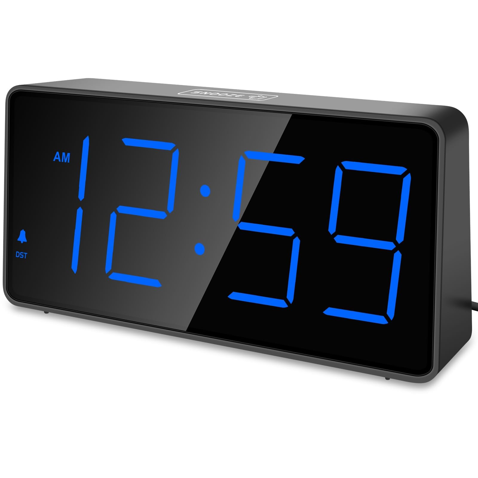 Eachui LED Wecker Digital mit Ladestation, Wecker mit Großen Zahlen, Helligkeit und Lautstärke Regelbar, Snooze, 12/24HR, Digital Uhr Netzbetrieben (Blau)