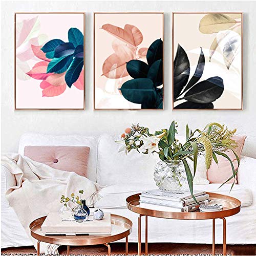 Affiche murale feuilles colorées au design épuré pour décoration haut de gamme