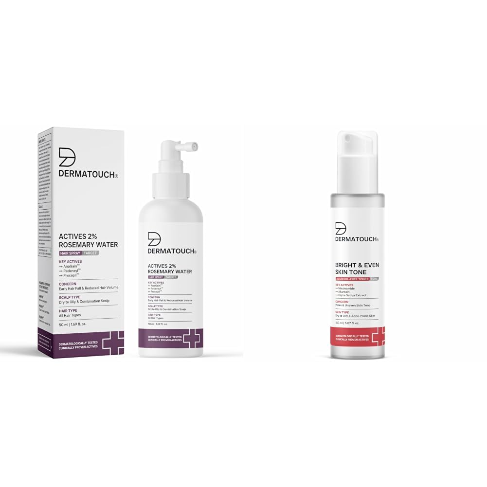 DERMATOUCH Rosemary hair Spary For Hair Growth 50ml & BRIGHT & EVEN SKIN TONE ALCOHOL FREE TONER with 3% Niacinamide 150ml-image-12