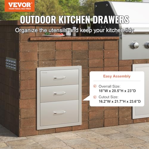 Vevor BBQ DRAWERS 18X20.5X23 INCH 18X23 Inch Outdoor Kitchen Stainless Steel Triple Access Bbq Drawers thumb #3