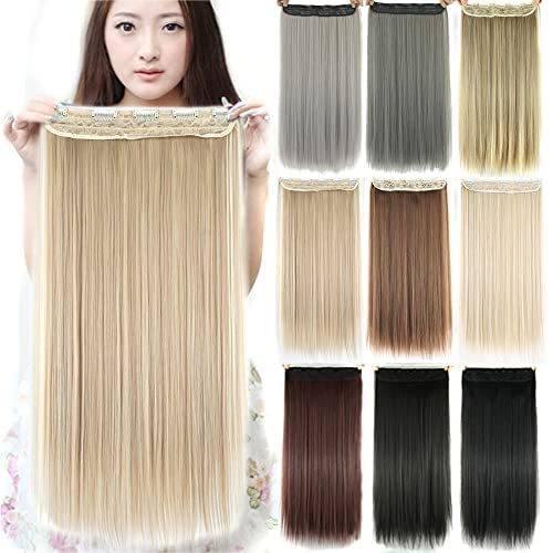 IMISSU Cheveux longs et épais naturels à clipser sur les extensions de cheveux synthétiques Postiches pour femmes (24 Inch,Couche blonde) Cover