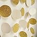 MerryNine Paper Garland, 5 Pack 50ft Glitter Paper Garland Circle Dots Hanging Decor, Paper Banner for Baby Shower, Birthday, Nursery Party Decor (White Gold)