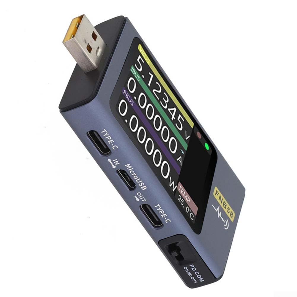 Tester USB C FNB58 con misuratore di potenza digitale per rilevamento rapido della carica PD QC, monitor della corrente di tensione per cavo di ricarica, gamma 4-28 V, 0-7 A