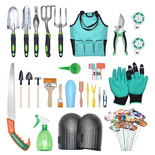 PBHEPJ Garden Tools Set.Succulent Tool Set.5 Piece Aluminum Kit.Pruning Shears.Butterfly.Knee Protection.Pruning Saws.Garden Storage Bag.Gardening Gloves.Gardening Gifts Tools Set for Man Woman