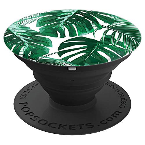 Green Tropical Palm Tree Leaves Pop Socket Grip Stand PopSockets Grip and Stand for Phones and Tablets