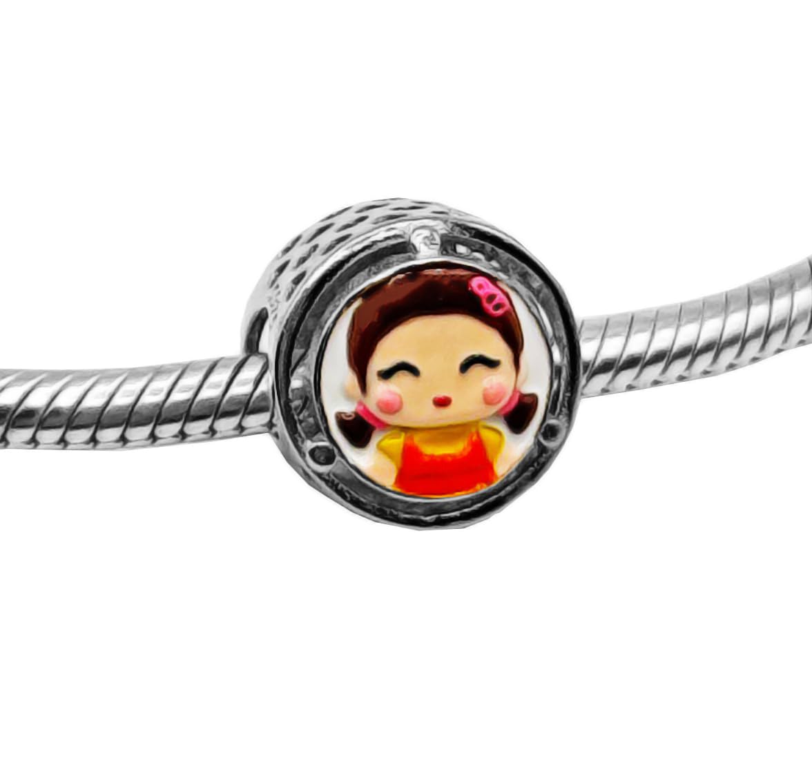 Charm Squid Game Bambola Youngh-Hee Un Due Tre Stella serie Tv telefilm koreano Calamaro pendente in argento 925 - Les Folies per Pandora