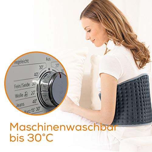 Beurer HK 49 Cosy Heizkissen, zur Anwendung an Bauch und Rücken, mit Gummiband und Klettverschluss, Abschaltautomatik, maschinenwaschbar, Grau