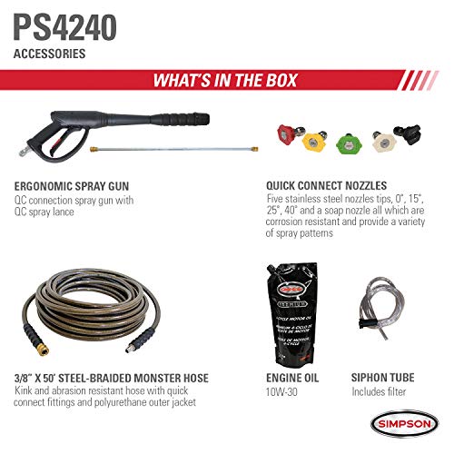 SIMPSON Cleaning PS4240 4200 PSI at 4.0 GPM Gas Pressure Washer Powered by HONDA GX270
