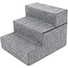 Best Pet Supplies Foldable Foam Pet Steps for Small Dogs and Cats Portable Ramp Stairs for Couch Sofa and High Bed Climbing Non Slip Balanced Indoor Step Support Paw Safe Ash Gray Linen3 Step