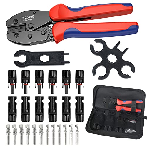 SLFYEE 27pcs Kit de Crimpadora MC4 Alicates para Panel Solar Crimpadora para Cables PV 2.5 4.0 6.0 mm² Juego Herramientas de Engarzado Conector de Cable Solar,para Sistema Fotovoltaico Panel Solar Cover