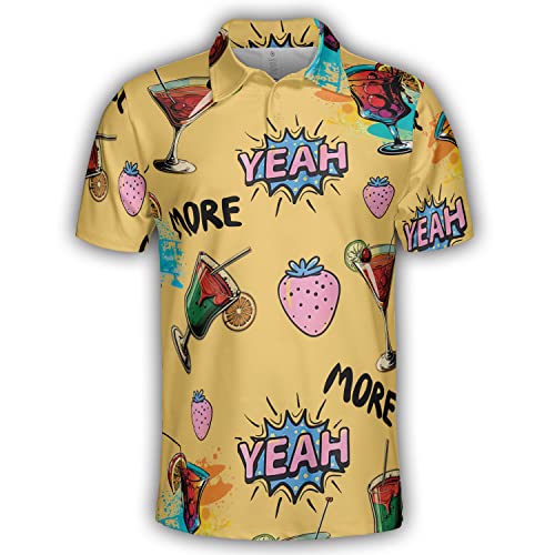 Cocktail Polo Shirts for Men - Short Sleeve Golf Shirts Holiday Mens Polo T-Shirt Casual Style Series 57 Size L