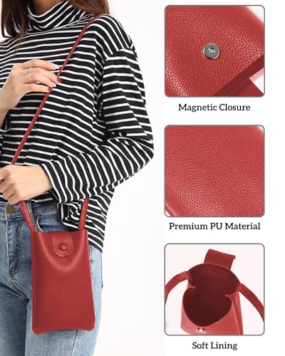 Battery Carrying Bag for Apple Vision Pro, Battery Holder with PU Leathers & Magnetic Closure, Effective Protection Shoulder Bag, Red3