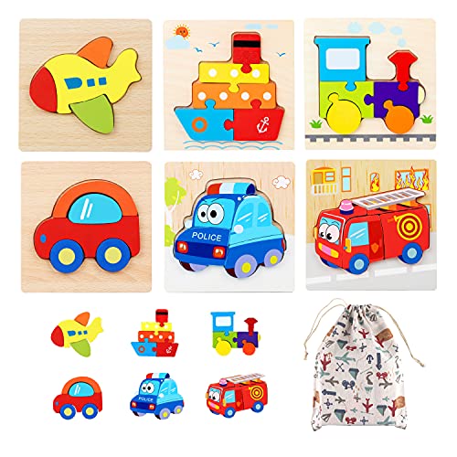 Georgie Porgy 6 Packs Wooden Puzzles Jigsaw for Toddler Baby Kids 2 3 Years Old Animal Transportation Puzzles Set with Storage Bag Early Educational Toys (Transportation) Georgie Porgy 6 Packs Wooden Puzzles Jigsaw for Toddler Baby Kids 2 3 Years Old Animal Transportation Puzzles Set with Storage Bag Early Educational Toys (Transportation)