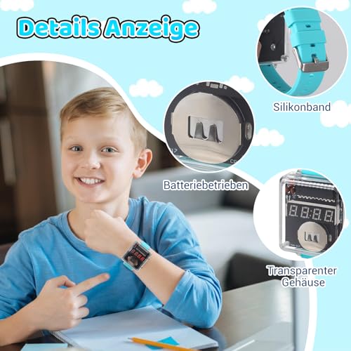 PEMENOL Doe-het-zelf polshorloge, soldeer-oefenset, 4-cijfers, digitaal, uniseks, soldeerpakket met 10 seconden automatische slaapmodus, elektronica, bouwpakket voor beginners, volwassenen - Afbeelding 6