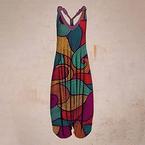 OIOLOYJM Summer Plus Size Boho Overalls for Women 2025 Fashion Jumpsuits Loose Fit Rompers Floral Printed Baggy Harem Pants