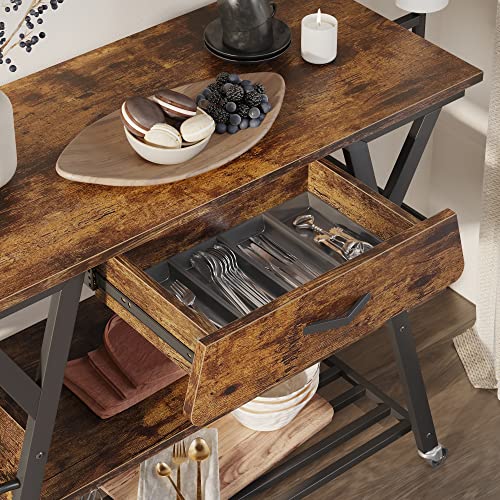 Bestier-Coffee-Bar-Station-Kitchen-Island-Cart-with-Storage-Coffee-Cart-with-Drawer-Paper-Towel-Holder-and-Lockable-Wheels-Bar-Table-for-Dinning-Room-Living-Room-Rustic Bestier Coffee Bar Station Kitchen Island Cart with Storage Coffee Cart with Drawer Paper Towel Holder and Lockable Wheels Bar Table for Dinning Room Living Room Rustic