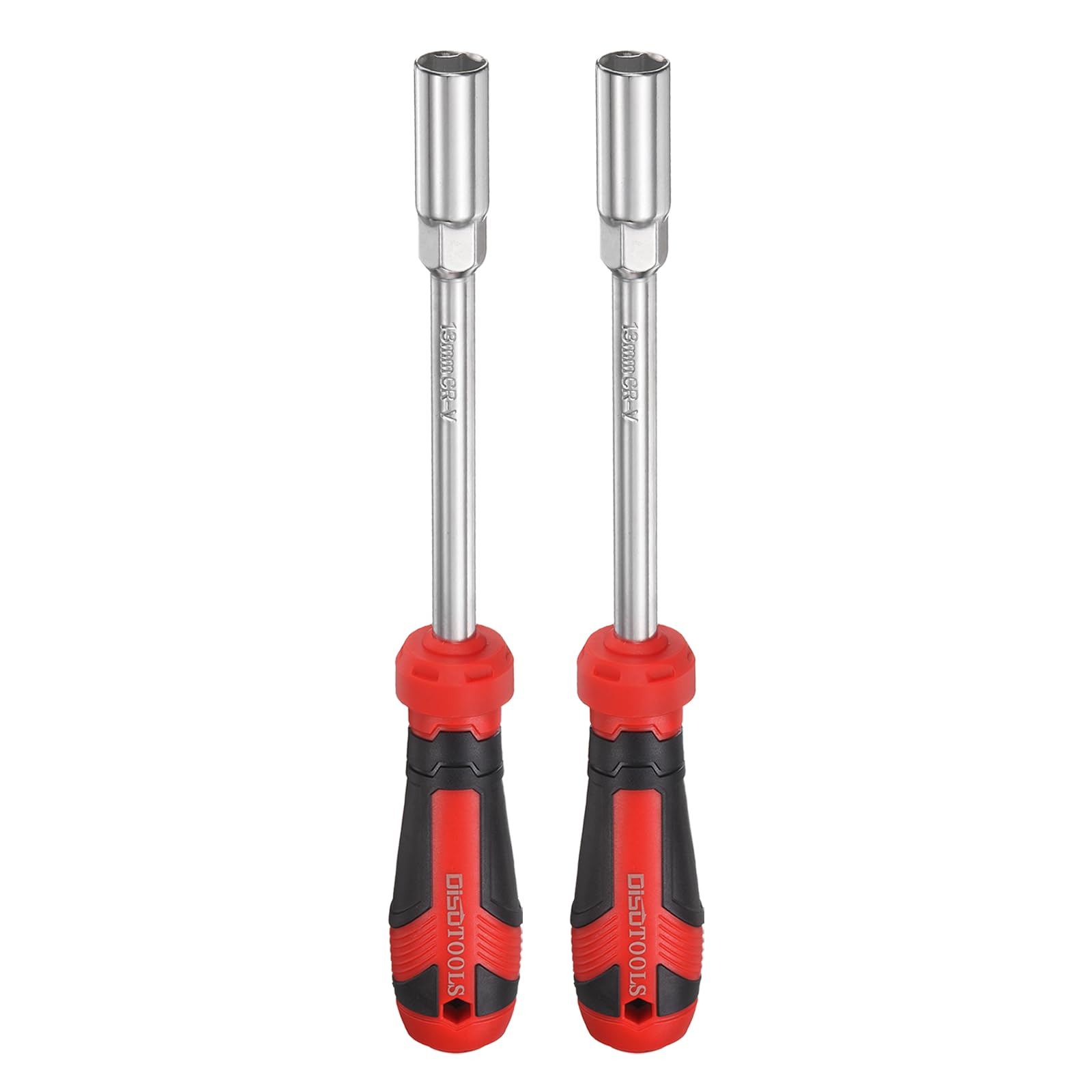 sourcing map 2 Pcs Metric Nut Driver 13mm CR-V Non-Magnetic Tip Hollow Shafts Hex Socket Screwdriver with Anti-Slip Handle for Automobile Repair Bit Driver