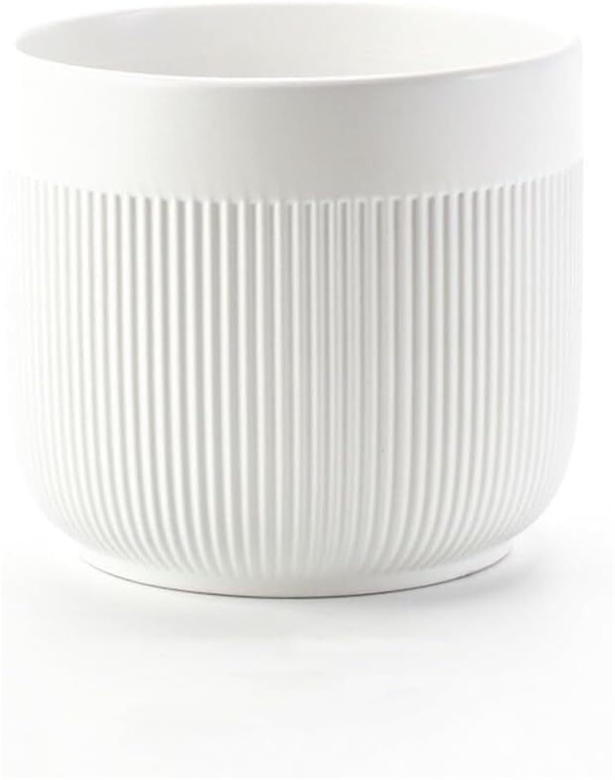 Yofab Doniczki na rośliny, ceramiczne doniczki do użytku wewnątrz pomieszczeń, z podstawką z otworem drenażowym, szare i czarne donice, dekoracja ogrodowa (białe)