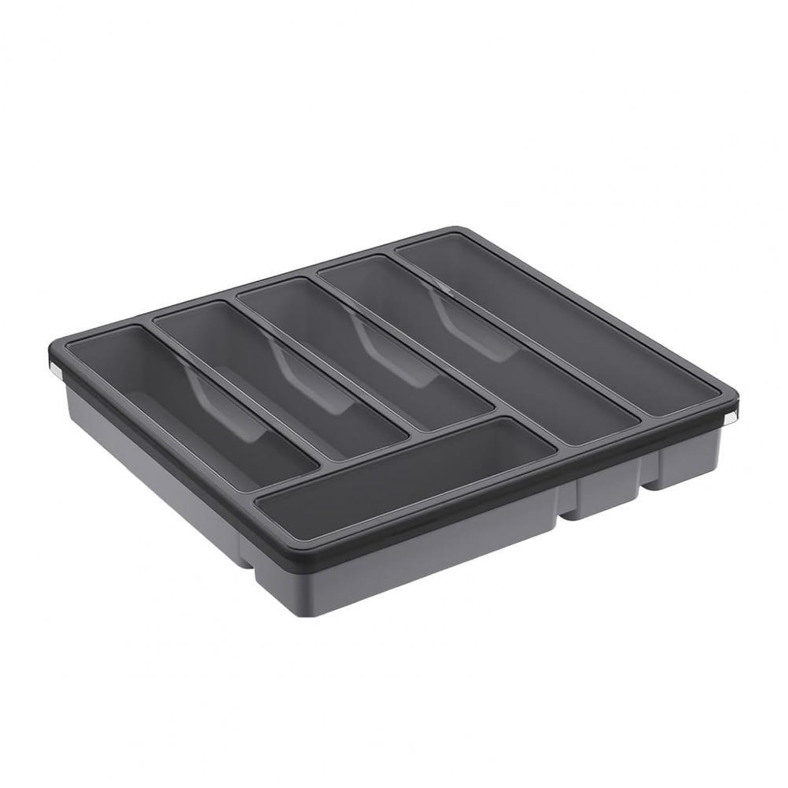 UBOHUZ 2PCS Cutlery Tray With Lid Utensil Storage Box Kitchen Holder With 6 Compartments Drawer For Chopsticks For Flatware for Spoons Forks Knives(Grey)