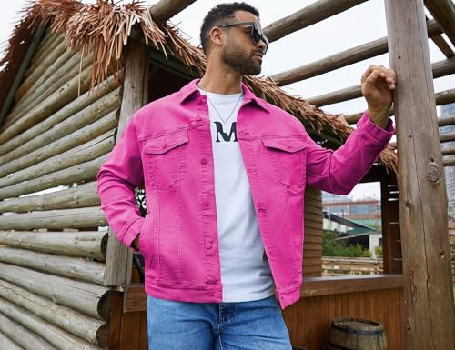 Image of Bindefon Denim Jackets for Men Trucker Jean Jacket Unlined Coats Spring Fall Outfits
