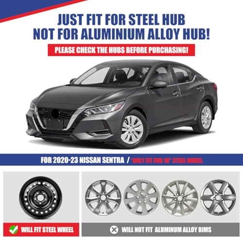 Image of Winjet 16 inch Hubcaps for 2020-2025 Nissan Sentra Wheel Rim Covers, [Only Fit Iron Hub & Steel Wheel] Heavy Duty ABS & PC Material Snap On Installation (16 Inch Set of 4, Lacquer)