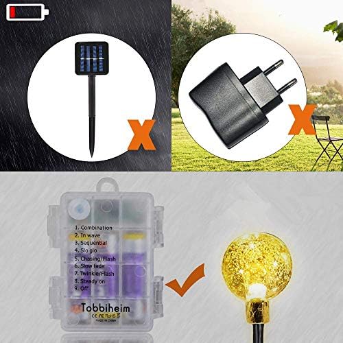 Topeedy 6M String Lights with 40LED Bulbs, Waterproof Battery Powered Decorative String Lights Crystal Balls Fairy String Light for Bedroom Garden Terrace Patio Outdoor Decoration (Multicolor)