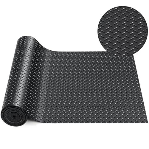 Image of Breling 12 in x 32.8 ft Rubber Diamond Plate Rolls Garage Floor Mat for Under Car, Heavy Duty Flooring Rug for Trailers Garage, PVC Water /Stain Outside Resistant Parking Rv Tool