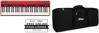 Roland Go-61K Keys Music Creation Keyboard with A Wireless Smartphone Connection, Red & TIGER KGB7-05 61-Key Keyboard Bag with Straps - 970 x 375 x 140mm - Black