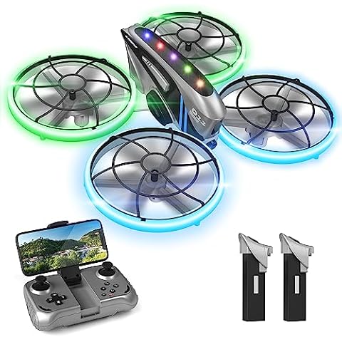 HASAKEE RC Drone for Kids Adults with HD FPV Camera,Cool Toys Gifts for Boys Girls,Hobby RC Quadcopter Skyquad with Cool LED Light,Full Protect Guards and Long Flight Time,Q11 Durable for Beginners Cover