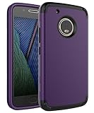 Moto G5 Plus Case,SKYLMW Three Layer Heavy Duty High Impact Resistant Hybrid Protective Cover Case for Moto G Plus (5th Generation),Purple/Black
