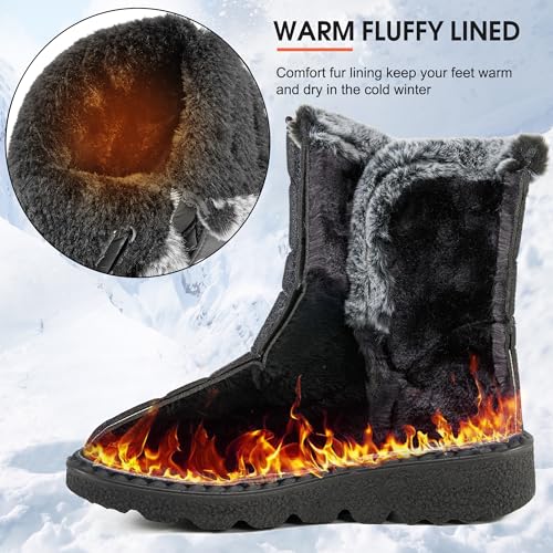 Ablanczoom Womens Winter Snow Boots with Fur Lined Warm Comfortable Booties Outdoor Waterproof Anti Slip Shoes2