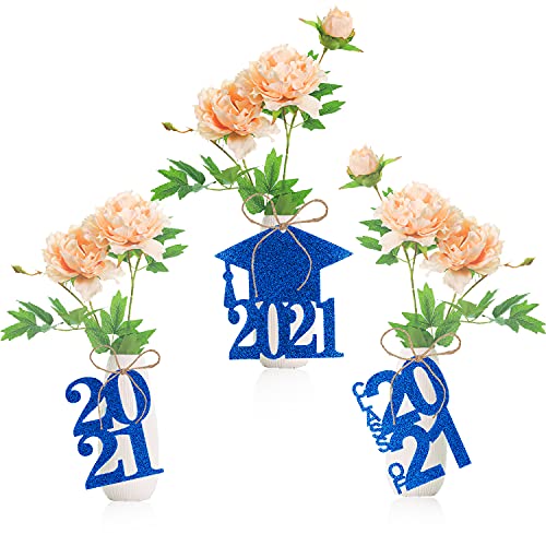 Kederwa 24 Stück Abschluss-Aussparungen, blau, 2021 Graduation Favor Tags for Graduation Table Centerpieces Party Decorations Cover