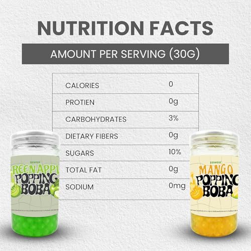 Image of Zawaa Boba Tea Assorted Popping Boba Pearls - Mango & Green Apple | 300g Each (Pack of 2) | Bursting Bubble Tea Pearls