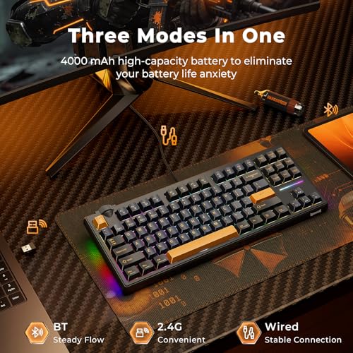 Image of Redragon K716 Wireless Mechanical Keyboard with Knob, Gasket Gaming Keyboard in TKL Layout, Hot swap Pre-Lubed Switches, RGB Backlight, for PC /Mac (Black)