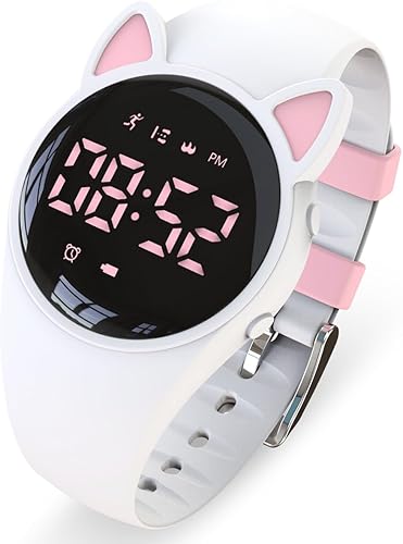 Reloj podómetro digital LED rastreador de pasos digital sin Bluetooth despertador vibrante cronómetro gran regalo para niños adolescentes niñas