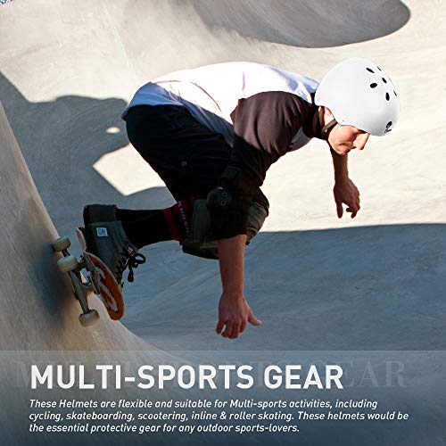 JBM international EPS foam Impact resistance & Ventilation Skateboard Helmet for Multi-sports, Small - White
