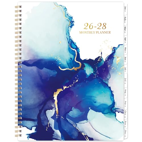 Planificador mensual 2025-2026 – enero 2025 – diciembre 2026, 9 x 11 pulgadas, planificador mensual de dos años 2025-2026 con cubierta flexible + bolsillos, tinta de agua