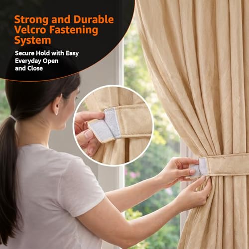 Image of Amazon Basics - Room Darkening Blackout Door Curtains, 100% Room Darkening | 5 Feet |Set of 2| Embossed | Self Deisgn |for Living Room and Bedroom | 115cmx 150cm, Color- Cream