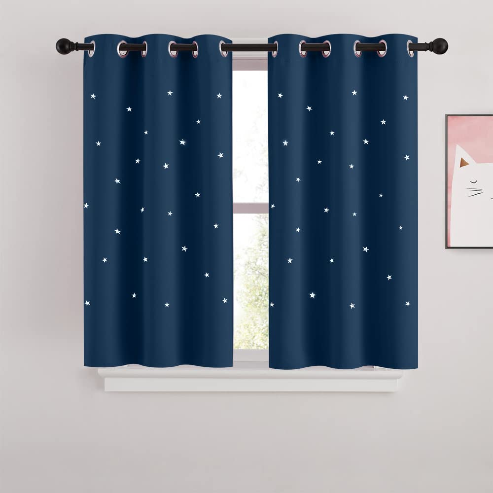 NICETOWN Moroccan Blue Blackout Curtains for Boys/Kids Room, 1 Set, W34xL45