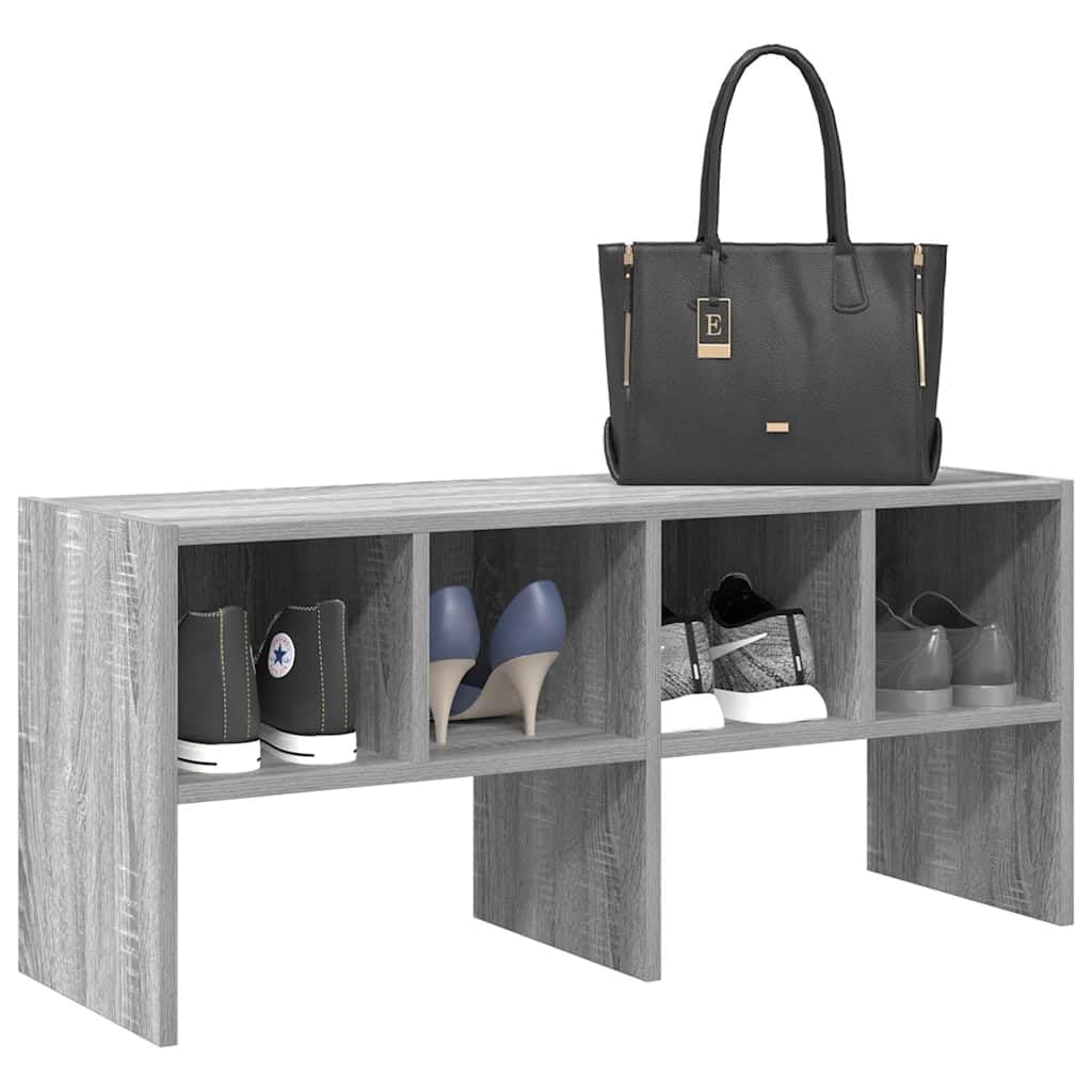 Zapatero apilable, estante de madera 89,5 x 30 x 40 cm, gris